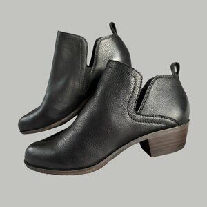 Lucky Brand Bollo Booties Ankle Boots 8M 38.5 Black Slip-on Pull-on